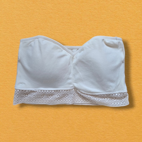 Lucky Brand Women's Seamless Lace Strapless Bandeau Bra Cream - Picture 7 of 12